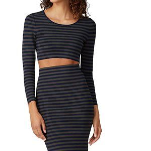 Good American Size 2 Size M Striped Crop Top